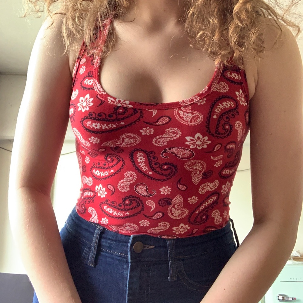 Classic Red Bandana pattern tight fitting tank top